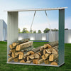 Galvanised Steel Firewood Log Storage Shed Outdoor Garden Wood Log Shelter Stand