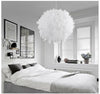 White Feather Ceiling Pendant Light Shade Modern Bedroom Nordic Style Night Lamp