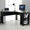 Black L-shaped Computer Desk Corner PC Table Workstation Home Office w/ Shelves