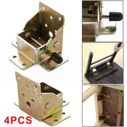 4Pcs Iron Folding Table Chair Leg Brackets Hinges Self Lock 75x60x55mm set
