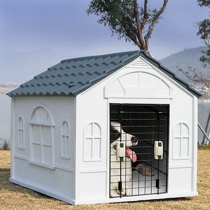 Plastic Dog Cat House Kennel for Pet Puppy Shelter Waterproof Indoor Outdoor UK