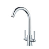 Modern Kitchen Sink Mixer Taps Swivel Spout Dual Lever Tap Mono Faucet Waterfall