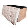 Crushed Velvet Diamante Ottoman Storage Box Folding Seat Foot Stool Large Bench