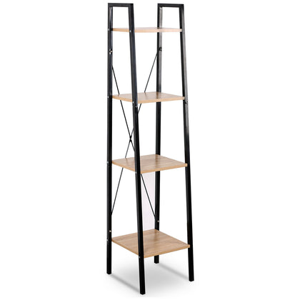 4 Tier Ladder Bar Shelf Storage Shelving Unit Bookcase Corner Rack Display Stand
