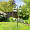 Shepherds Crook Hooks Garden Border Bird Feeder Black Metal (2.41m) Set of 2