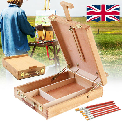 Portable Artist Table Desk Wooden Drawers Top Easel Stand Sketch Box Painting UK