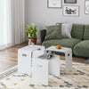 Nest of 3 Tables Side End Table Coffee Table Wooden White Living Room Furniture