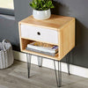 Retro Wooden Side Table or Bedside Cabinet 1 Drawer Storage Unit Metal Legs