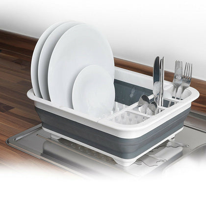 LARGE COLLAPSIBLE FOLDING DISH DRAINER DISH DRAINING BOARD CUTLERY PLATES RACK