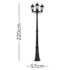 Victorian 220cm Black 3 Way Lantern Outdoor Garden Lamp Post LED Lighting IP44