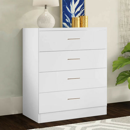 Modern White Chest of Drawer Bedside Table Cabinet 4 Drawer Bedroom Furniture