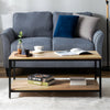 Industrial Coffee Table for Living Room with Storage Shelf Wood Look Metal Frame