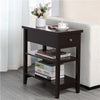 Narrow Bedside Table with Drawer, 3-Tier Nightstand Side Table for Small Space