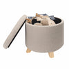 Round Footstool Ottoman Linen Footrest Storage Cover Seat Toy Box Home Bedroom