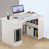 Corner Computer Desk H Shaped PC Laptop Gaming Table W/ Book Shelves Bookcase