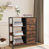 Fabric Chest Of Drawers with Shelves Industrial 4 Drawer Dresser Organizer Brown