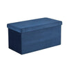 Large Folding Ottoman Navy Blue Ribbed Cord Fabric Chest Storage Space Box