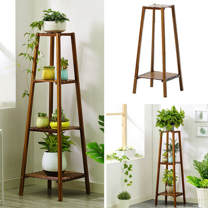 Large Ladder Flower Shelf Plant Pot Display Rack Storage Shelving Bookshelf Wood