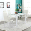 Glass Dining Table Set with 4 Faux Leather Chairs Seat Kitchen Furniture