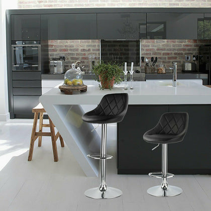 2X Bar Stools Leather Chair Breakfast Chairs Swivel Gas Lift Kitchen Cushioned