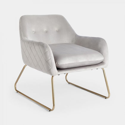 Velvet Armchair | Grey Accent Dressing Table Lounge Chair Metal Frame