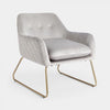 Velvet Armchair | Grey Accent Dressing Table Lounge Chair Metal Frame