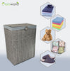 Laundry Basket Hamper Handwoven Grey Resin Bin for Dirty Cloths with Lining