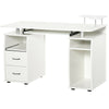 White Wooden Desk with Drawers PC Workstation Office Computer with Keyboard Tray