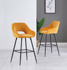 2X Bar Stools Fabric Breakfast Chairs Padded Seat Metal Leg Black Dining Kitchen