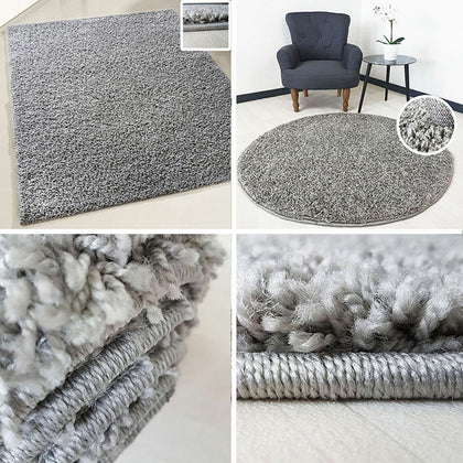 SMALL X LARGE SIZE GREY FLUFFY THICK PLAIN SOFT SHAGGY NON SHED RUG MODERN RUGS