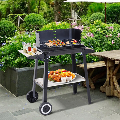 Outsunny Charcoal BBQ Grill Trolley Barbecue Patio Outdoor Garden Heating Smoker