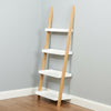 White & Bamboo 4 Tier Modern Ladder Wall Shelf/Bookcase Display Rack #261