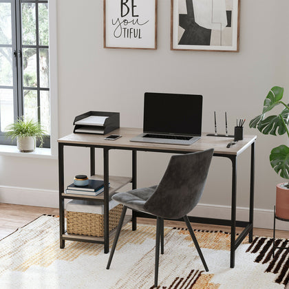 Modern Computer Desk Office Large Shelf Storage Metal Writing PC Laptop Table