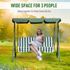 Outdoor 3-person Metal Porch Swing Chair Bench Canopy Green