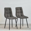 Retro Set of 2 Faux Leather Dining Chairs Velvet Brown Grey Kitchen Dining Room