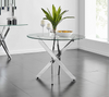 Modern Clear Glass Round Dining Table With Chrome Cross Legs Kitchen Furniture