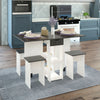 Wooden Mobile Drop Leaf Dining Table w/4 Stools Set Kitchen Home Furniture Grey