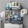 2 Tier Over The Toilet Storage Shelf Bathroom Rack Organizer with Paper Holdder