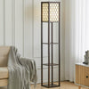 4 Tier Shelf Floor Lamp w/ Shade Standing Light Open Shelves Storage Living Room