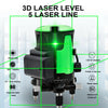 12 Line Laser Level Green Self Leveling 3D 360° Rotary Cross Measure Tool Kit UK