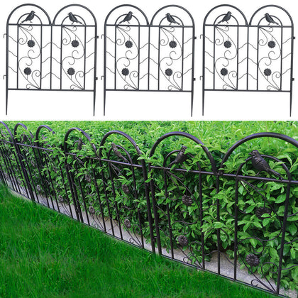 5Pc Decorative Metal Garden Fence Folding Coated Animal Barrier Border Rustproof