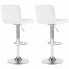 2x Chrome & Height Adjust Swivel Faux Leather Kitchen Breakfast Bar Stool