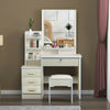 Dressing Table Stool Bedroom Vanity Set Makeup Desk with Mirror & 4 Drawer NEW