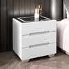 LED Bedside Table Storage Cabinet 3 Drawers Wireless Charging Nightstand Bedroom