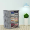 3x Grey Clothes Storage Bags Ziped Organizer Underbed Wardrobe Cube Closet Boxes