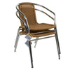 Tan Bistro Chair Wicker Chrome Aluminium Outdoor Garden Patio Seating Stacking