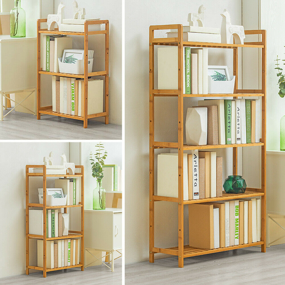 3/4/5 Tier Bamboo Wood Ladder Storage Display Unit Plant Flower Book Shelf Rack