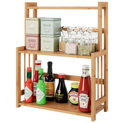 Spice Rack 3-Tier Spice Storage Kitchen Bamboo Wooden Spice Racks for Spice Jars