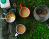 2 x Falcon Enamel Mugs Cups Tin Metal Camping Outdoor Tea Coffee White Red Grey