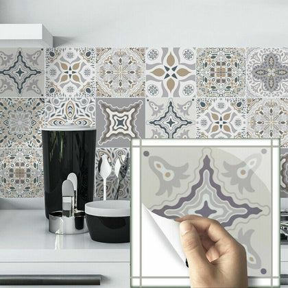 24pcs Mosaic Wall Stick Tiles Transfer Stickers Kitchen Self-Adhesive Peel&Stick